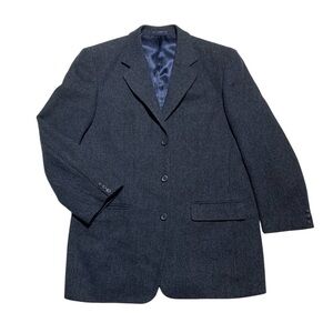 Blue Sport Coat Pure New Wool with Notched Lapel